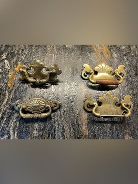 Antique Brass DrawerCabinet Pulls Misc Lot of 4